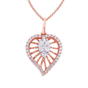 Rose Gold Heart Filigree Pendant Necklace
