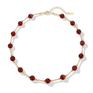 YWJEWELS Red Agate Beads Necklace