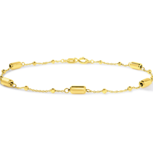 Gold-Plated Cylinder & Bead Station Bracelet