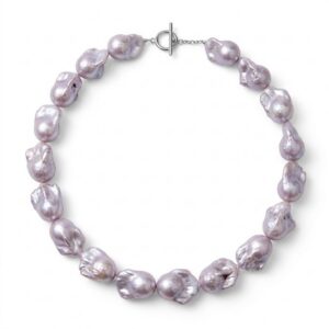 YWJEWELS Lavender Baroque Pearl Statement Necklace