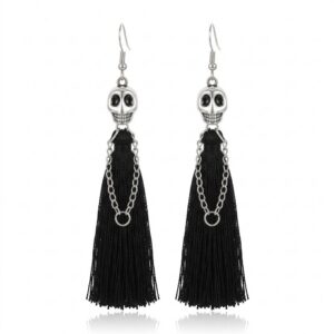 YWJEWELS Skull & Chain Tassel Earrings